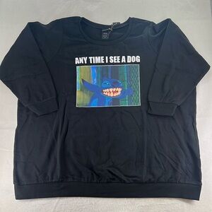 NWT Torrid Disney Long Sleeve Sweatshirt Black Stitch Meme Dog Womens Plus 6 6X